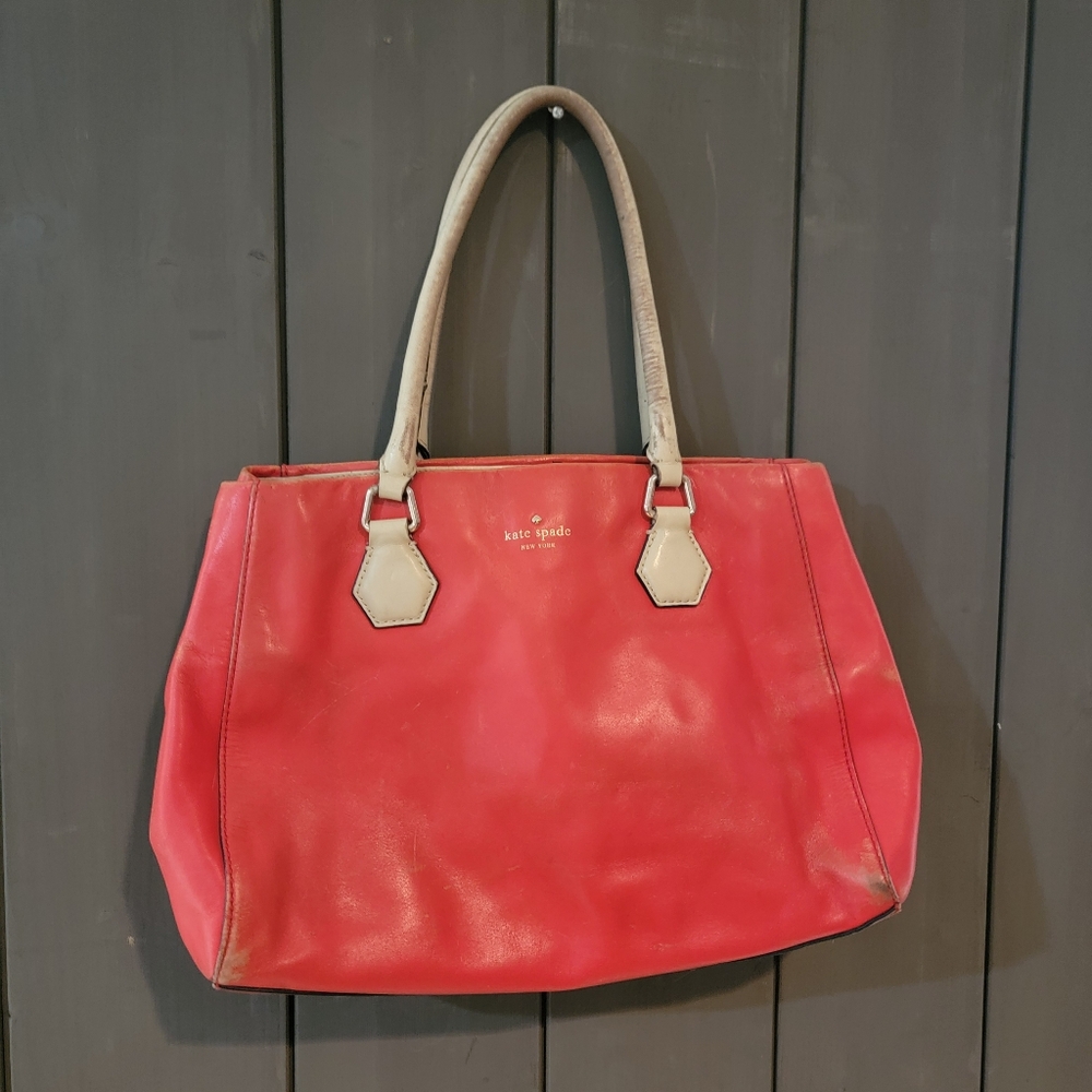 Y2K Kate Spade Red Leather Tote Bag
